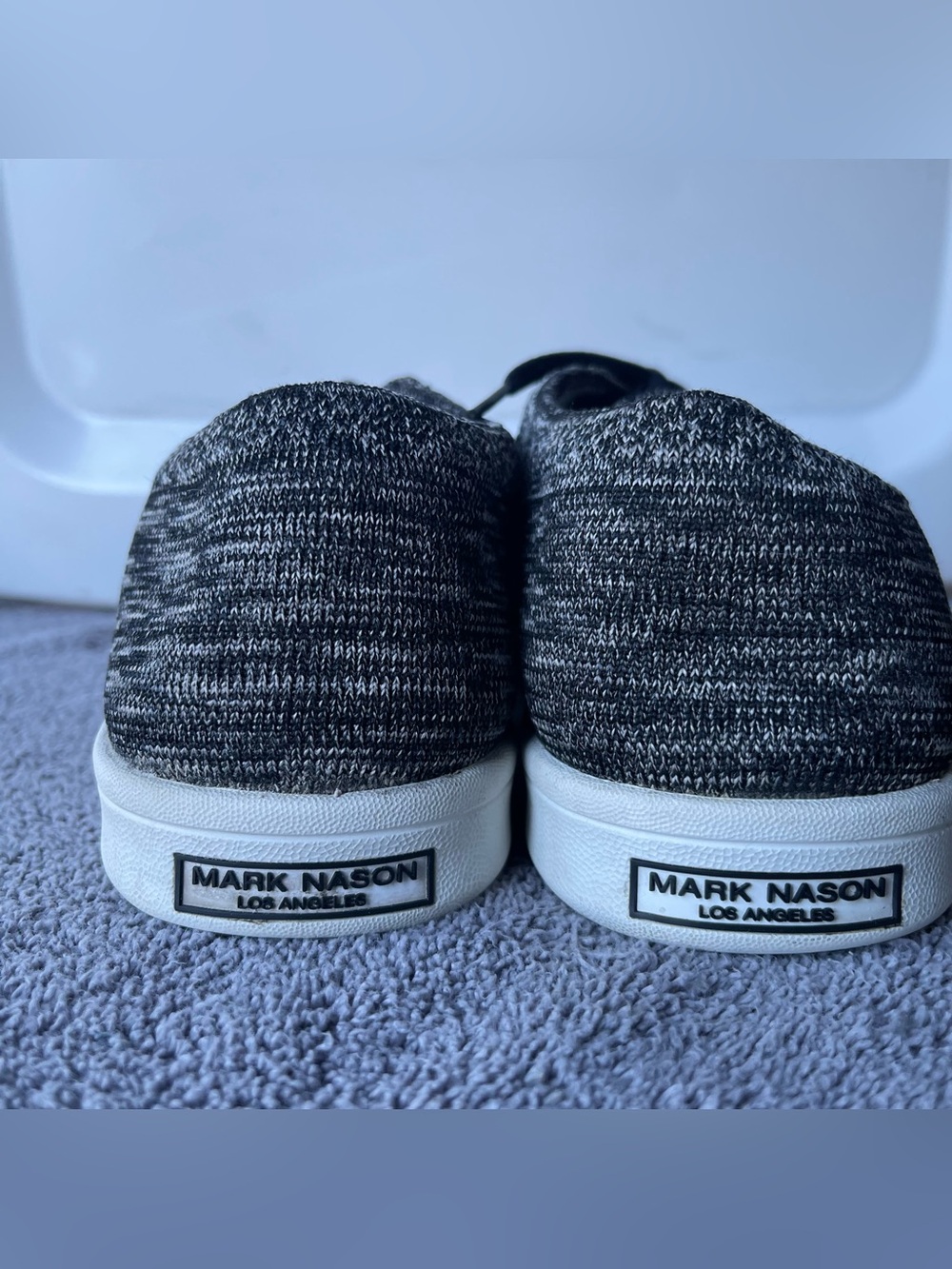 Mark Nason Men’s Black and Gray Knit Slip-On Sneakers. Size 10